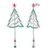 Christmas Tree Drop Dangle Earrings Sterling Silver - Earrings - Aurora Tears
